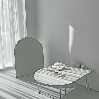 韓国家具】 半楕円 ダイニングテーブル ホワイト