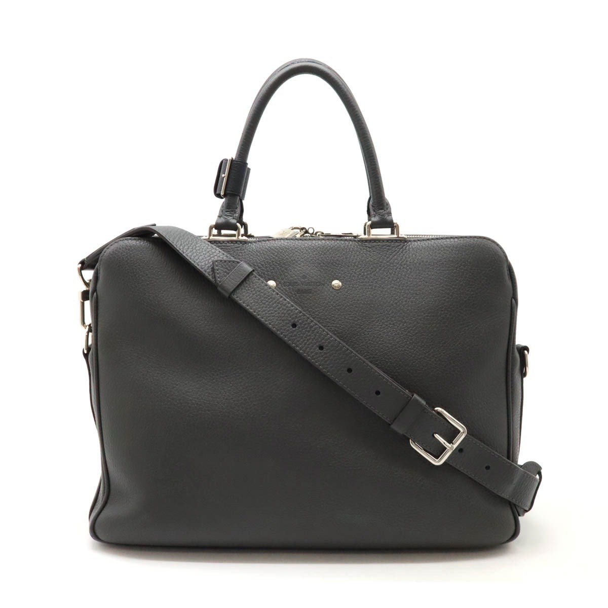 アルマンド ブリーフケースMM ビジネスバッグ 2WAY ショルダー トリヨンレザー グレー シルバー金具 M5270