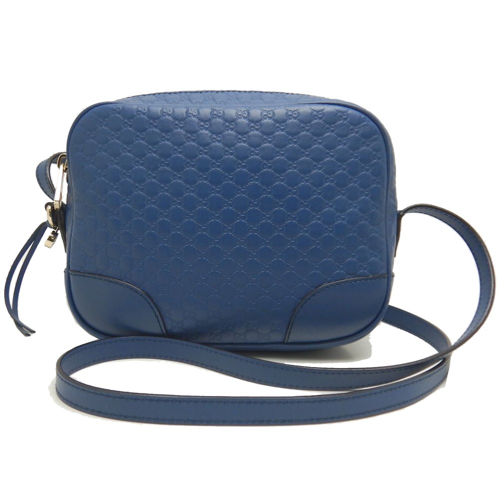 449413 ショルダーバッグ マイクログッチシマ カーフ ブルー アウトレット/252538【中古】