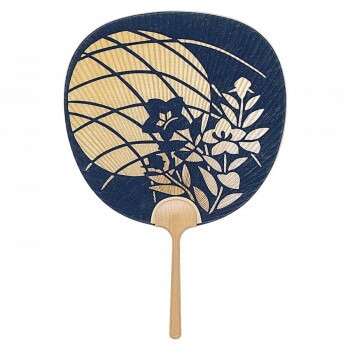 日本製（MADE IN JAPAN） 大型透かしうちわ 観月 （紺） 1113