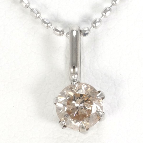 K14 14金 WG ホワイトゴールド ネックレス ブラウンダイヤ 約40cm ジュエリー 中古