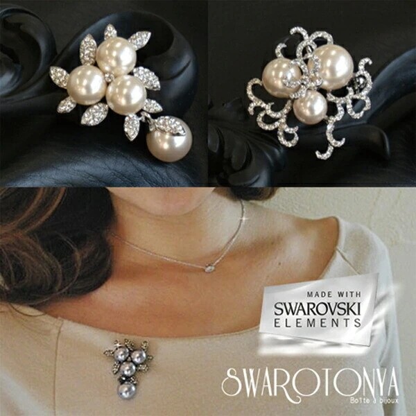 スワロフスキーエレメント パール２ＷＡＹペンダントブローチ/大人可愛い 上品 デイリー 安心 ブラ 7,568円