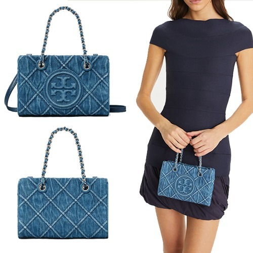 MINI FLEMING SOFT DENIM CHAIN TOTE 154743