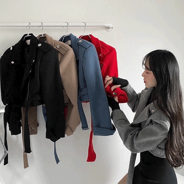 [韓国/ウールキルティング] フィットウール キルティング 裏地 クロップ ライダー ジャケット 5color