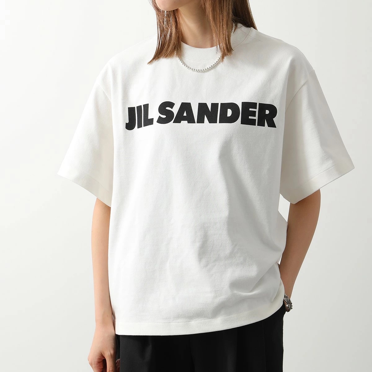 JIL SANDER ジルサンダー 半袖 Tシャツ J02GC0001 J45148 レディース オーバーサイズ カットソー クルーネック ロゴT コットン 102