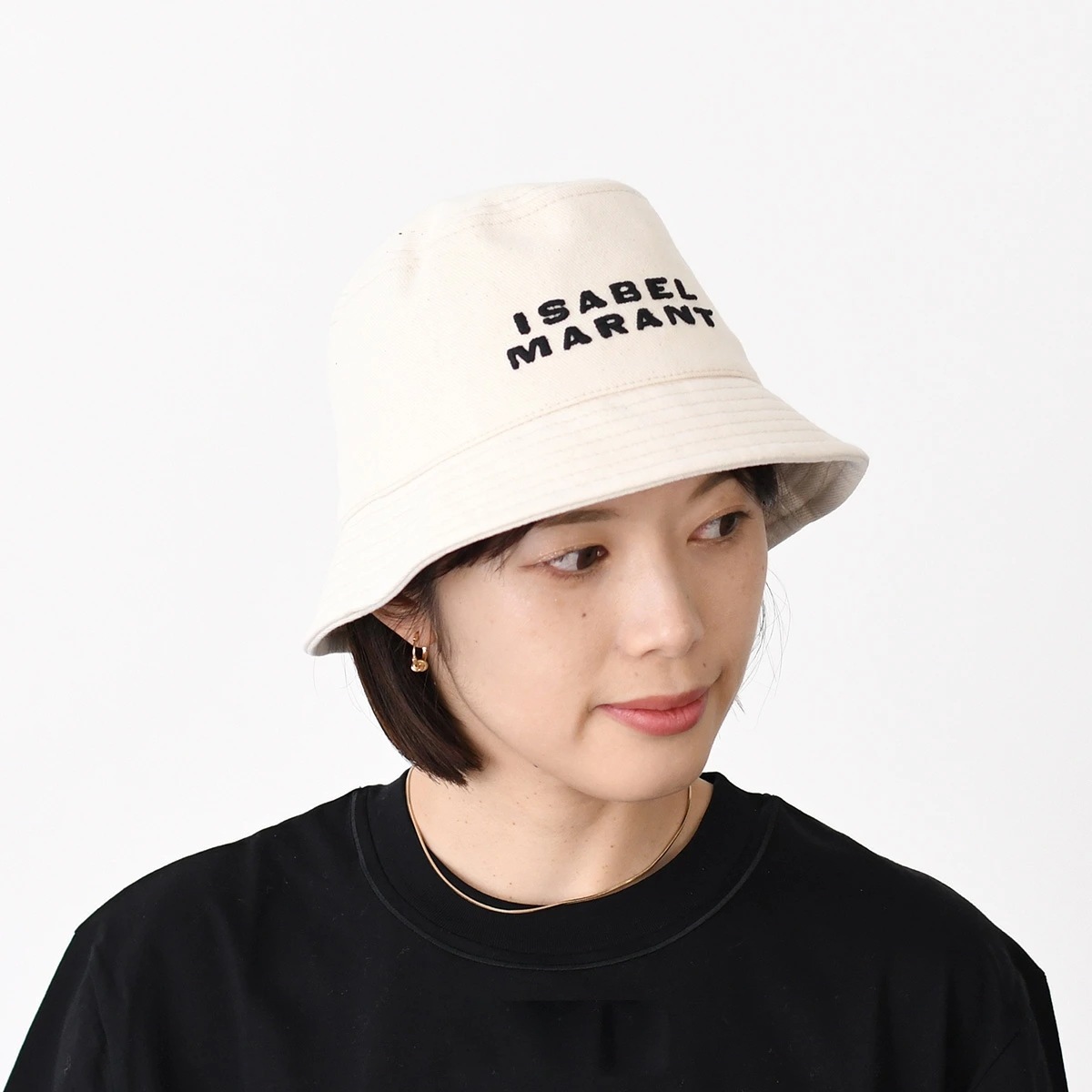 バケットハット 帽子 HALEY ヘイリー ハット CU001XFA A2C08A レディース ベージュ ロゴ キャンバス地