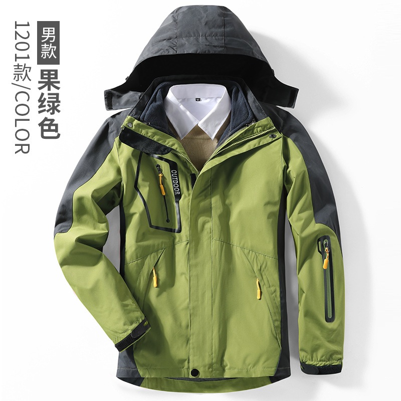 男女防水保温加絨スキーウェアアウトドアトリプルパンチスーツアウトドア登山服2着解体