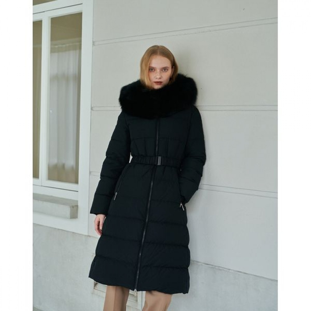 [ヘッジズレディース] 24FW リムーバブルグースダウンロングコートブラック HSJU4D783BK