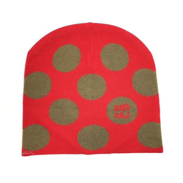 ユニセックス チャーリー ドット ビーニー 帽子 レッド マルチ 水玉 M0004077