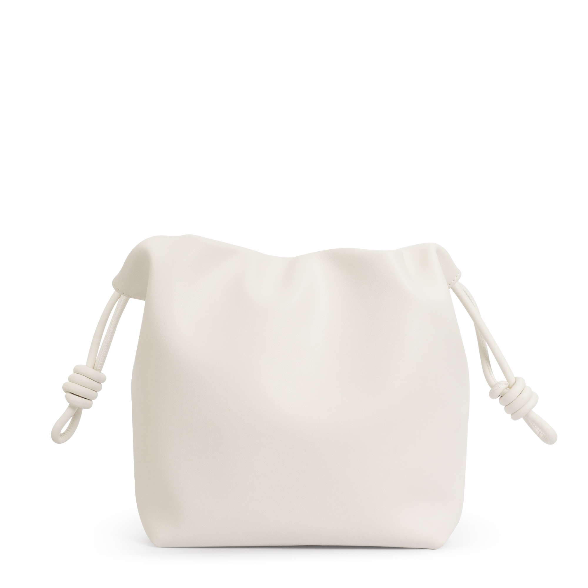 F4508 レザーチェーンドローストリングバッグ 白