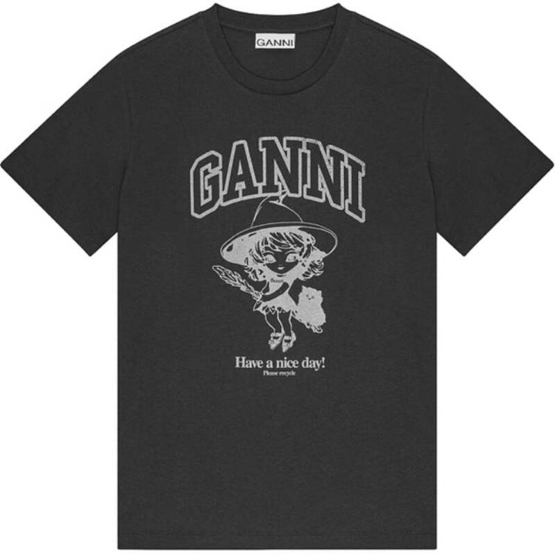 GANNI T4138 252 魔女ロゴ レディース半袖Tシャツ
