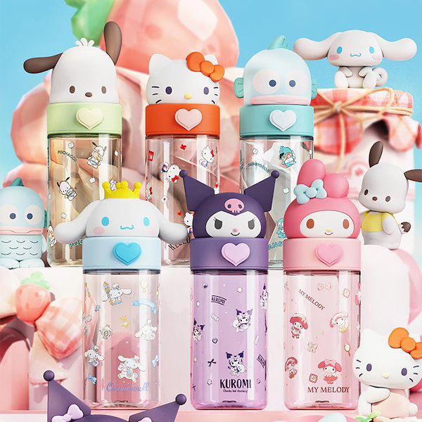 Qoo10] サンリオ ふた付き 蓋水筒 500ml