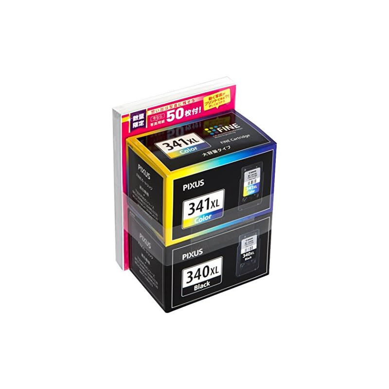 【3日以内発送】Canon キヤノン 純正 インクカートリッジ BC-341XL 3色カラー 大容量タイプ+BCI-340XL ブラック 大容量タイプ 【L版写真用紙50枚付】 BC-341XL+34