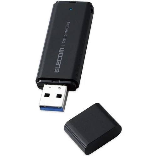 【推奨品】エレコム ESD-EMC1000GBK 外付けSSD／ポータブル／USB3.2(Gen1)対応／小型／キャップ式／1TB／ブラック
