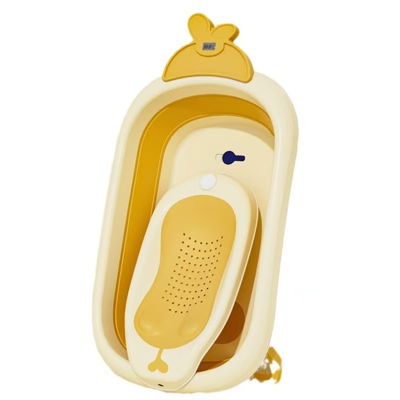 【即納】ベビーバス 折りたたみ式 洗い桶 畳める 温度計付き ワイドサイズ 水抜き穴付き 新生児 乳幼児 タライ お風呂 ペット たらい バスタブ