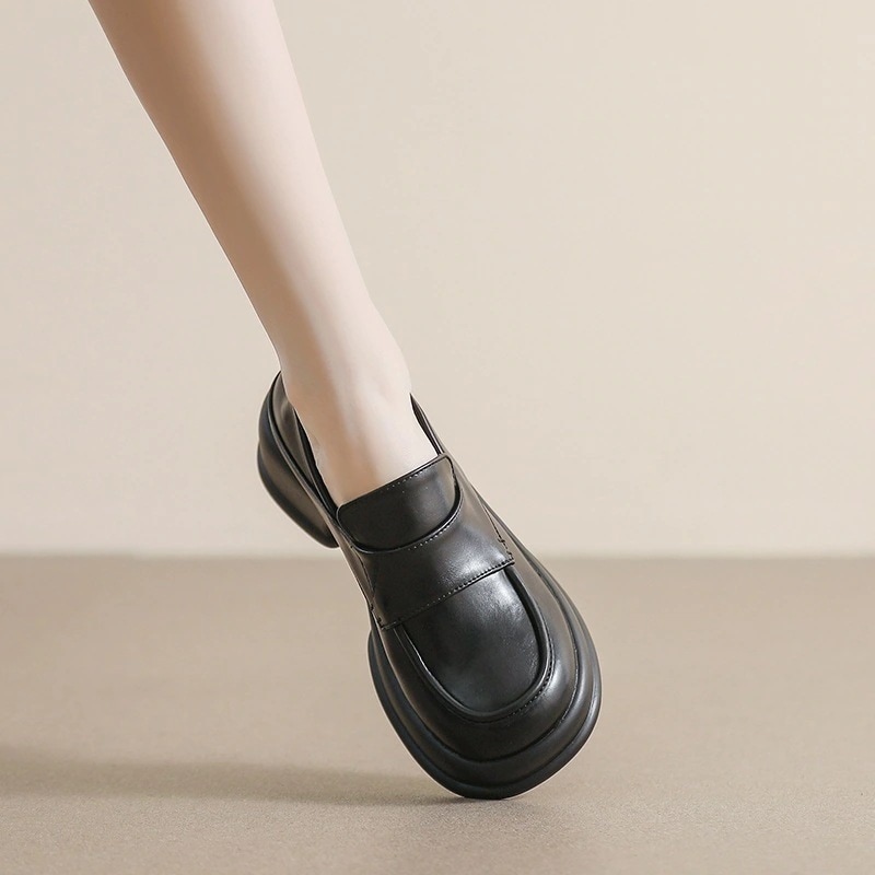 靴 レディース 英伦風 ラウンドトゥ 厚底靴 ローファー レトロ ワンペダルシューズ30%制限 4,978円