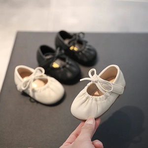 の韓国版ベビー幼児靴との女の子ソフトボトムガールズボウベビービーニーシューズ