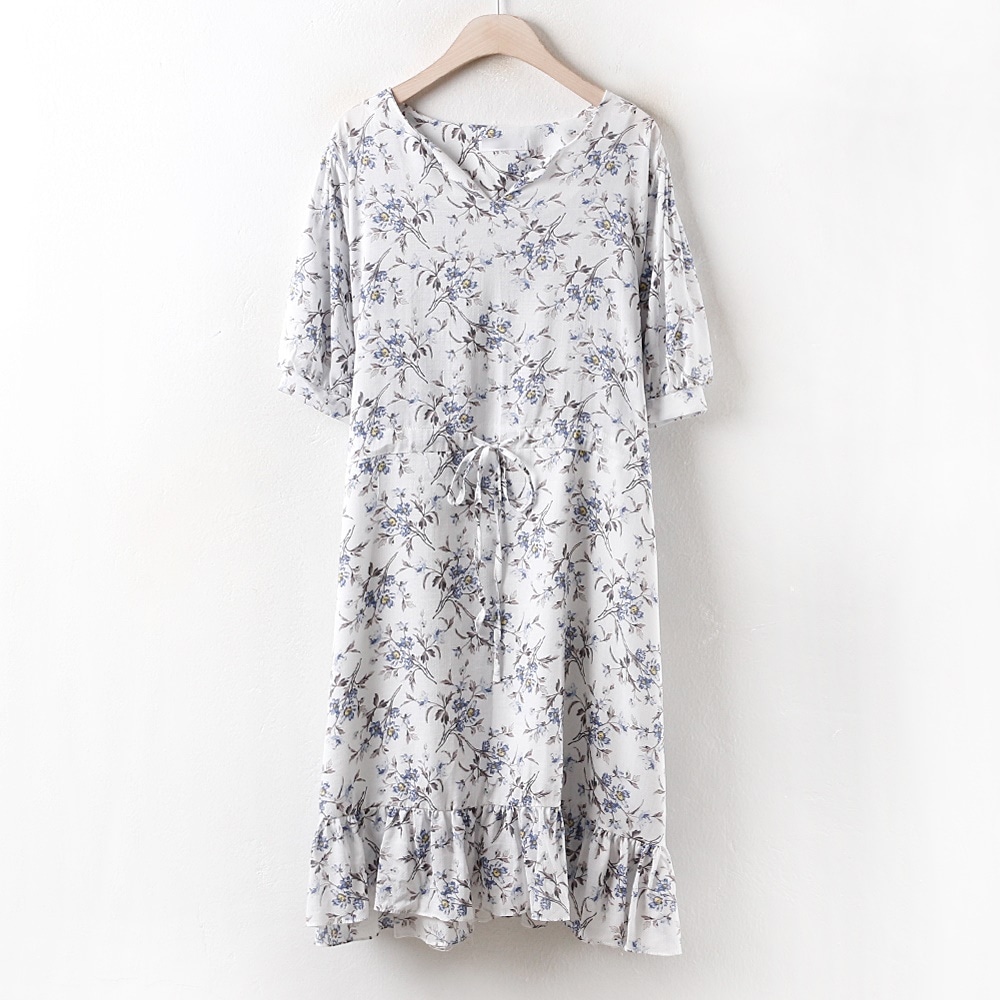 送料無料フラワーストラップワンピースRD2415Mビッグサイズの婦人服大きい服韓国製作ミクロ中年