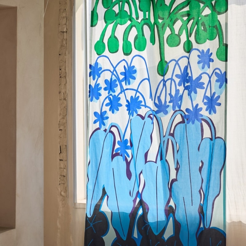 シアーコットンカーテン FALLING BLOOM BLUE 公式正規品 カーテン コットンカーテン デザインカーテン 感性インテリア 可愛い 韓国雑貨 韓国インテリア 8,101円