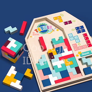 木製テトリス子供用パズル開発脳力早期教育ビルディングブロックパズル親子インタラクティブゲーム男の子と女の子向け