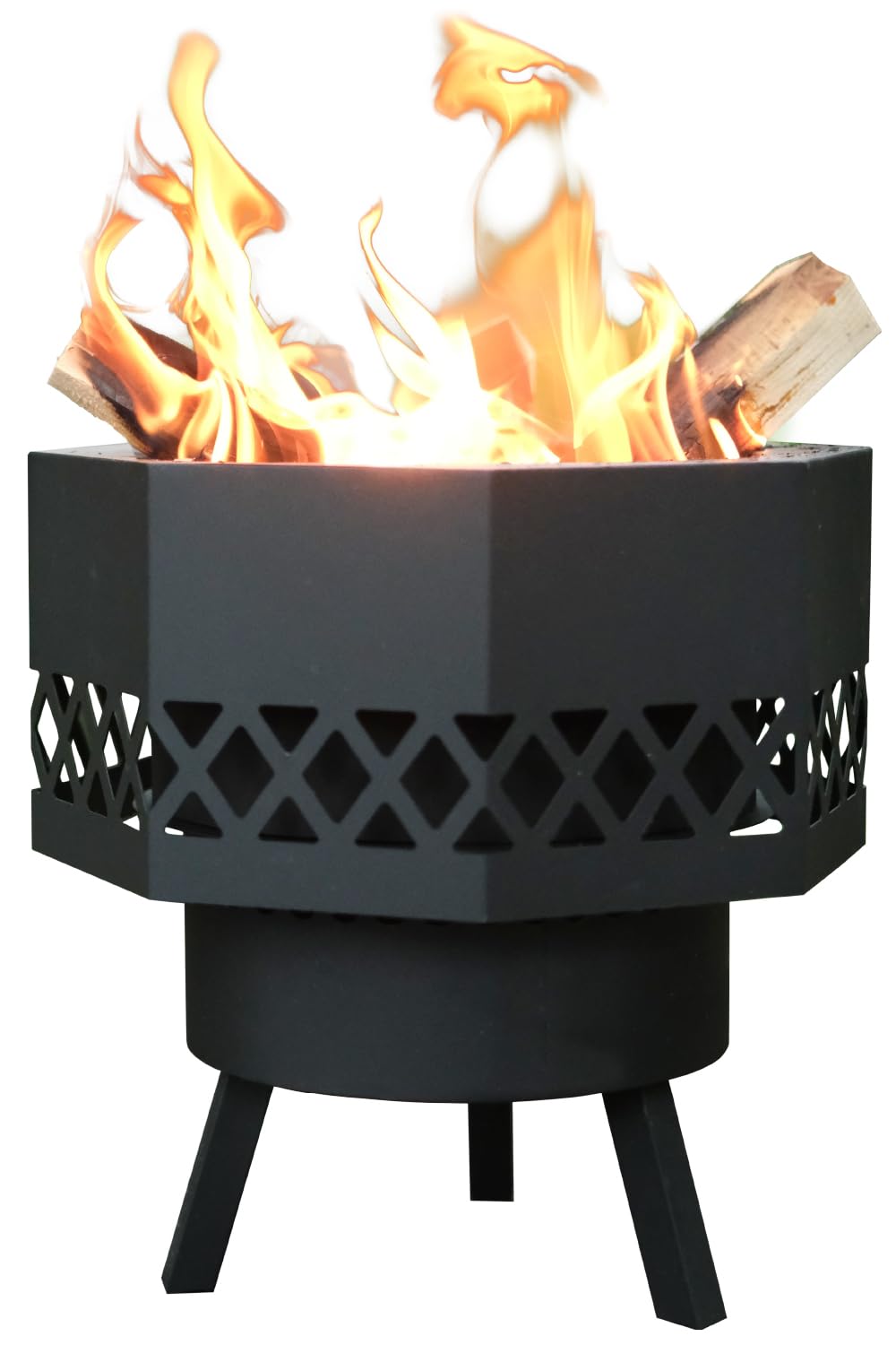 焚き火台 二次燃焼 焚火台 ソロ コンパクト バーベキューコンロ キャンプストーブ バーベキュー オクタゴンブラック