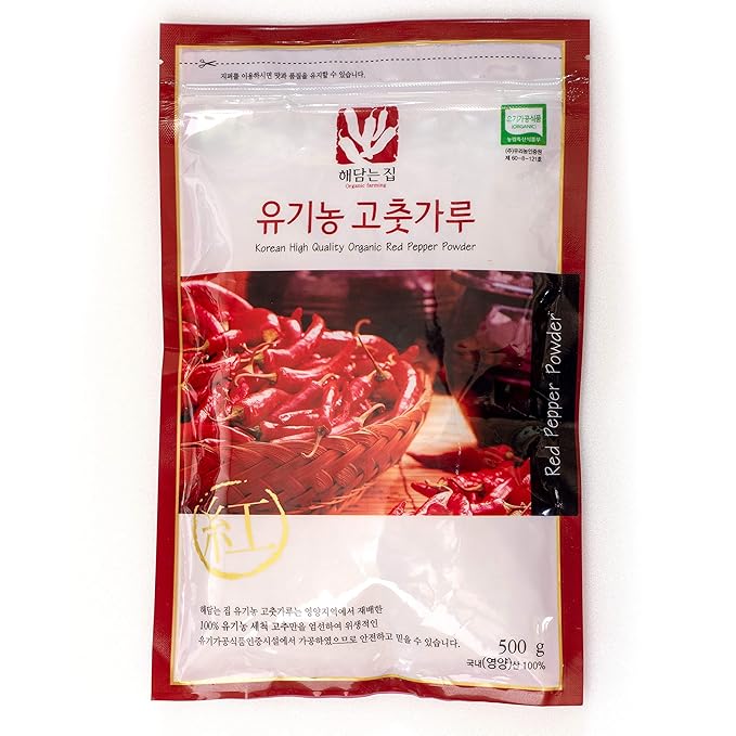 韓国産 有機赤唐辛子粉 500g, 100%エコ・ゴチュガル, チリフレーク, キムチ用パウダー