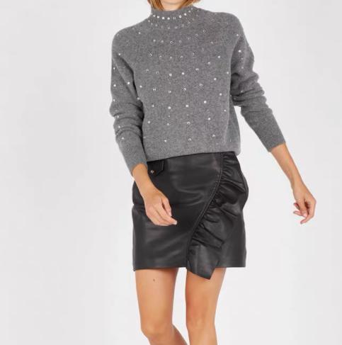 タートルネック レディース インナー ニット 長袖 長袖ニット デザインニット ハイネック トップス セーター プルオーバー 秋 冬 新作 ビジュー きらきら ニットセーター ボトルネック タートル