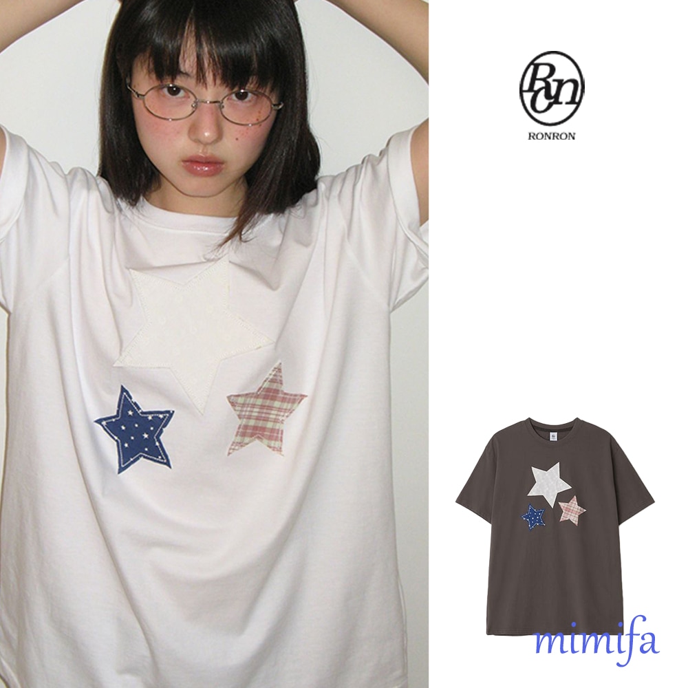 スターパッチ ミックスアップリケ Tシャツ 星柄 半袖