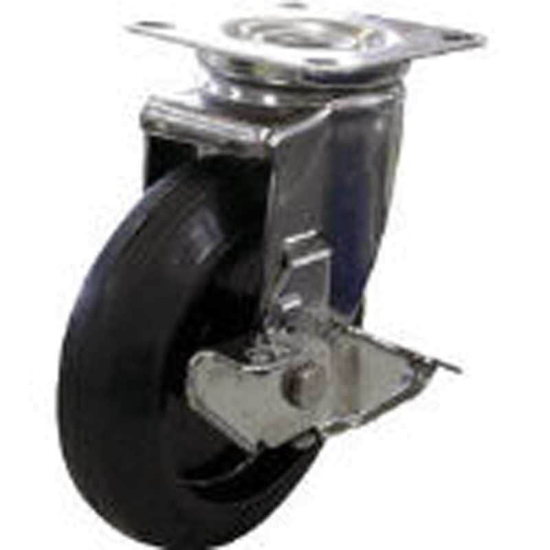 ユーエイキャスター　ステンレスキャスターシングルS付自在車 130径ナイロンホイルゴム車輪　SUSNRJ130S