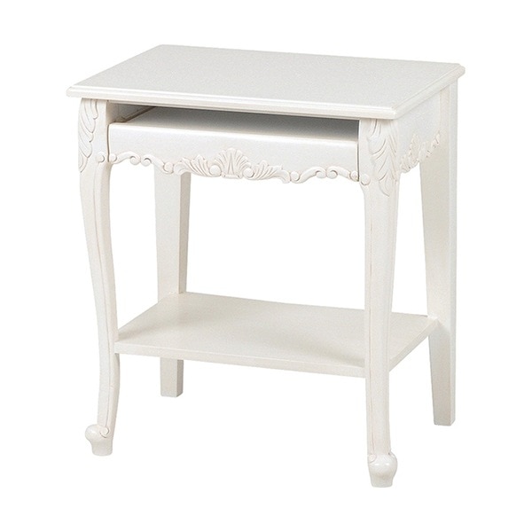 パソコンテーブル デスク ヴィオレッタ 幅63cm ホワイト パソコン テーブル PCデスク PC プリンター 猫脚 ネコ足 ネコ脚 白 白家具 アンティーク アンティーク調 姫系家具 姫系