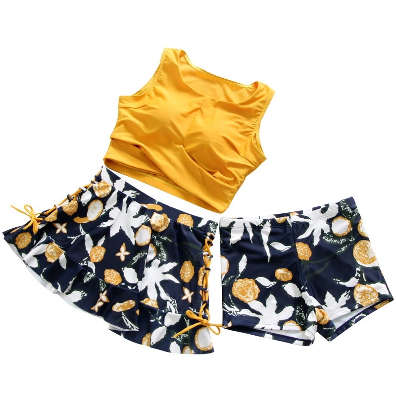 水着 レディース 体型カバー タンキニ ショートパンツ 3点セット フレア パッド付き ビキニ 花柄 水着 バレンタイン 2023 プレゼント
