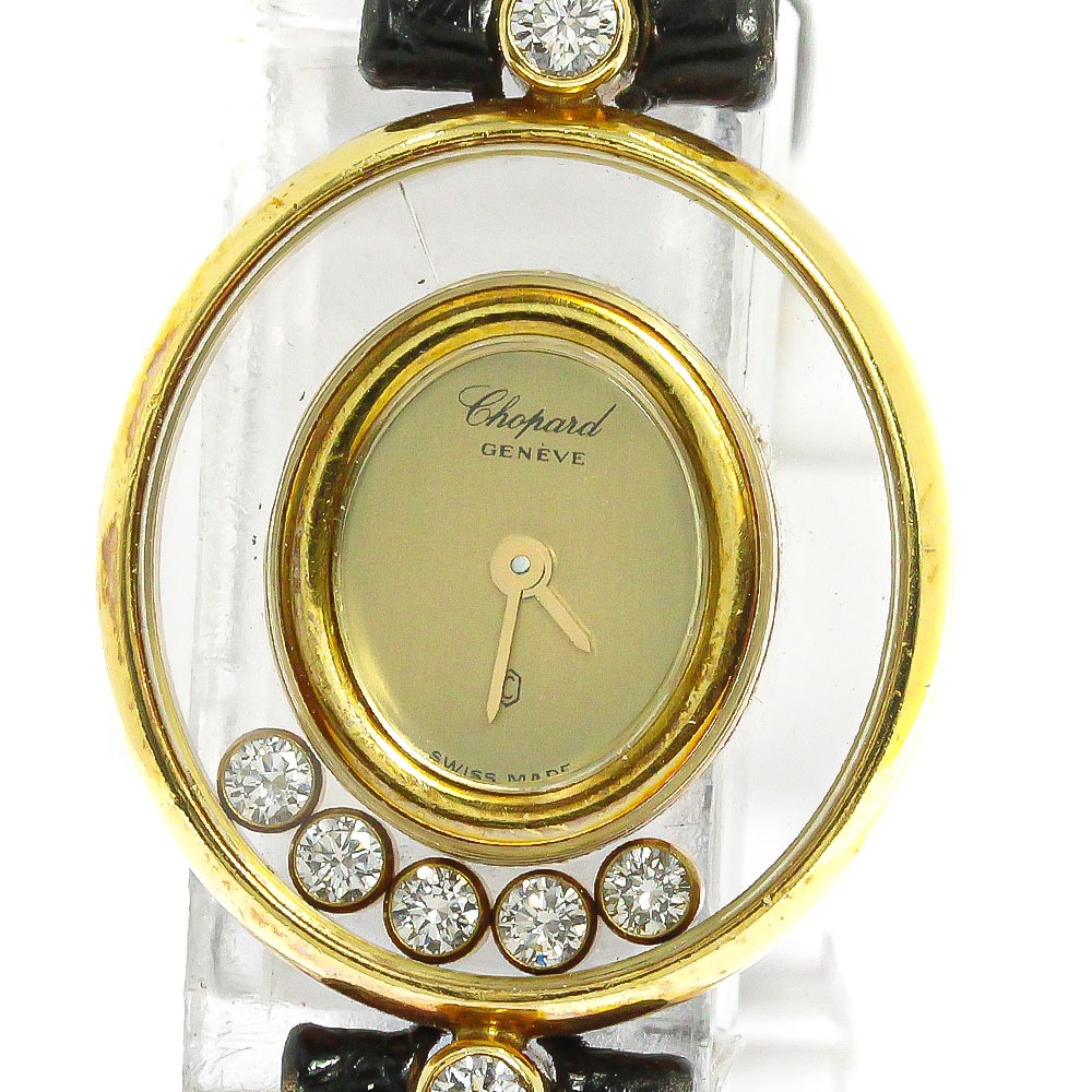 ジャンク ショパール Chopard 20/4305 ハッピーダイヤモンド K18YG 5P ラグダイヤ クォーツ レディース 内箱・保証書付き_771181【中古】