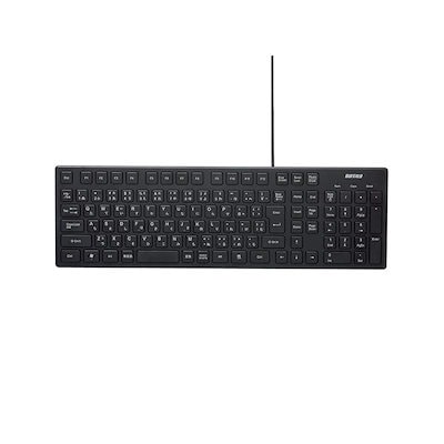 他サイト： 即納：バッファロー BUFFALO USB接続 有線スタイリッシュキーボード ブラック BSKBU15BKの商品画像