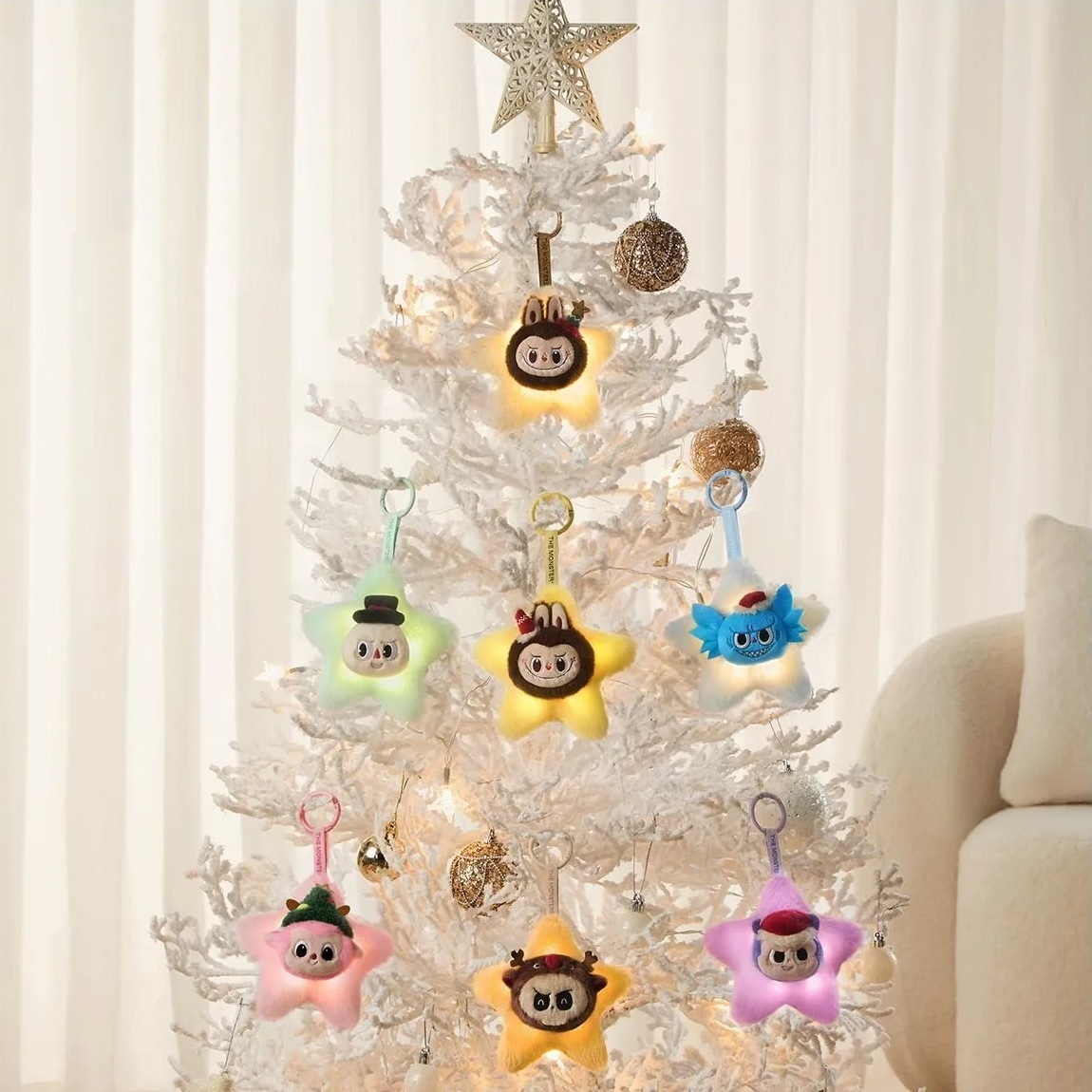 公式正規品POP MART LABUBU THE MONSTERS Sparkly Plush Pendant 光沢のあるぬいぐるみペンダント LEDライト ガチャポン ブラインドボックス