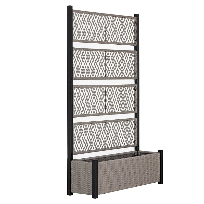 フェンス プランターボックス付き 目隠し 間仕切り プランター プランターボックス ラタン調 幅120cm 高さ186cm 屋外 エクステリア 庭