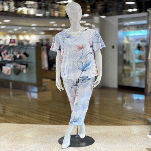 EZ1920_水彩女性半袖7分ホームウェアセ