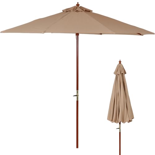 不二貿易 ガーデンパラソル 展開時最長辺270cm UVカット率99.9% 折りたたみ 大型 木製