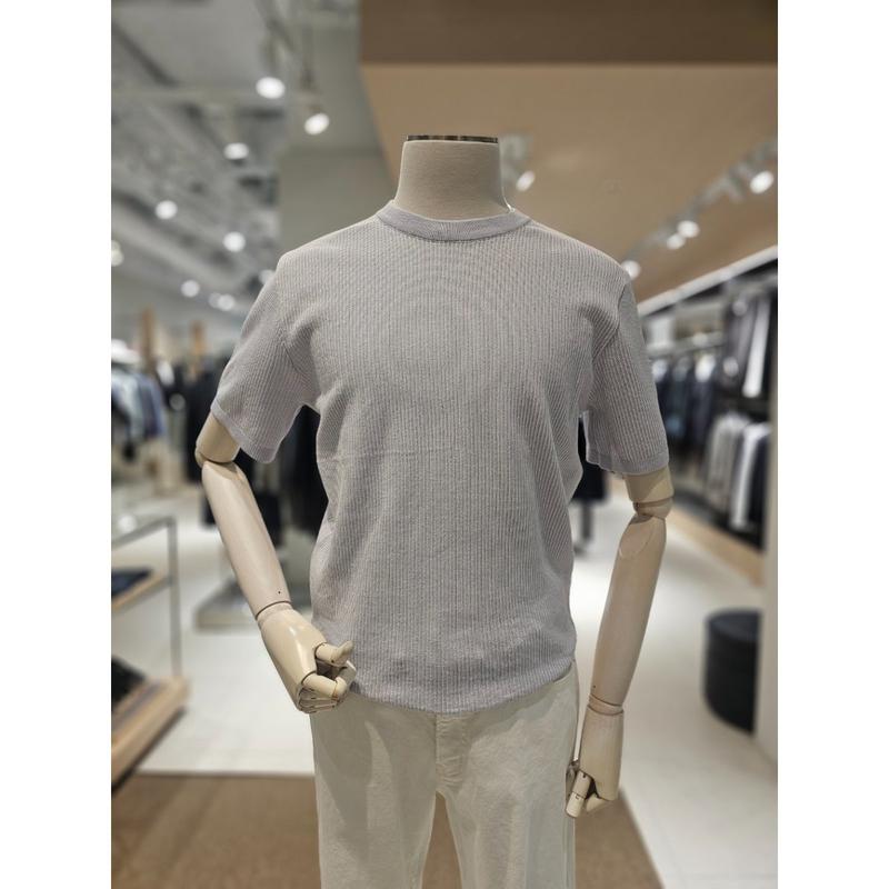 [坡州店] [AND Z()]ブルーカラー ツートンカラー感 クルーネック 半袖セーター(BZF2ER1102BL)