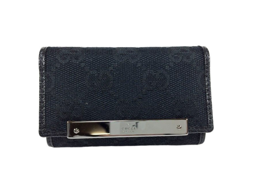 キーケース GGキャンバス 6連 キャンバスｘレザー ブラック 中古品