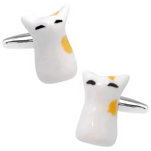 カフスボタン カフス ネコ 猫 白猫 ぶち猫 カフリンクス メンズアクセサリー