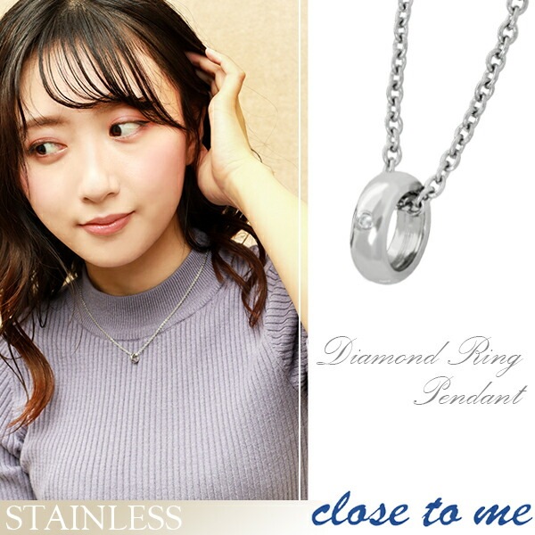 ダイヤモンドミニチュアリング ステンレスネックレス ステンレス ステンレスアクセサリー