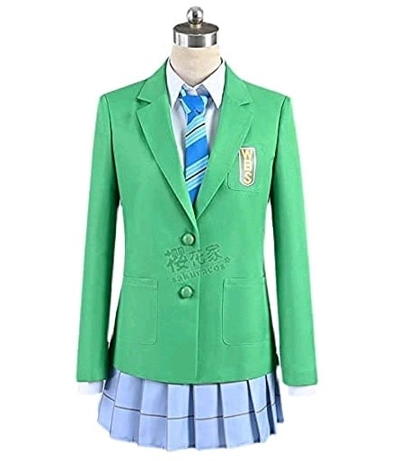 さよならマイクラメール わらばし聖南高校 周防すみれ 宇多田キ 草思崎 緑制服 コスプレ衣装 (ウィッグ靴別売り)