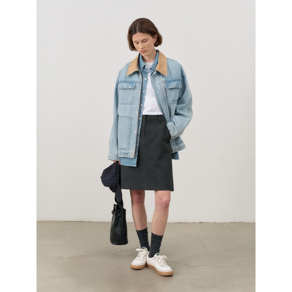 Dunst 女性用セミAラインウールミディスカートチャコールグレー UDSK4C213CG 14,746円