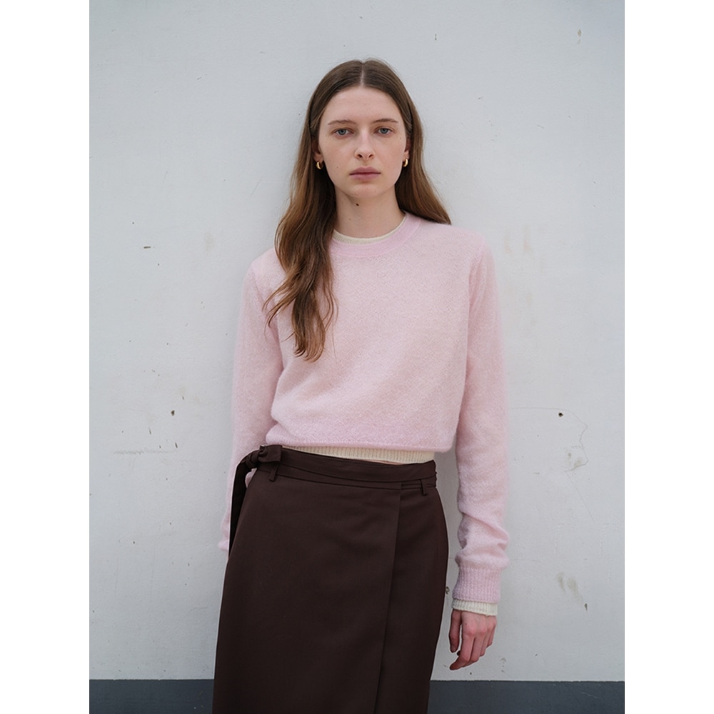 Dunst 女性用子供用モヘアクルーネックニットソフトピンク UDSW4C202P1