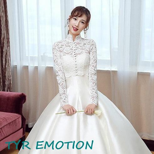 【お勧め商品】ウェディングボレロ 花嫁 ボレロ レース 結婚式 袖ありボレロ 二次会 長袖 前撮り 後撮り フォトウエディング ウエディングドレス ラウンドネック 花大好評