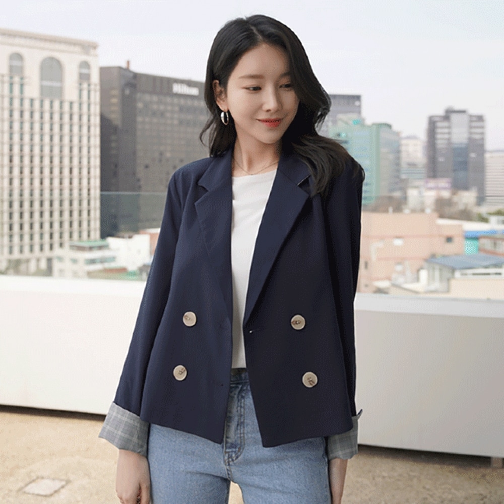 クリック&ファニーチェックビルダブルカラージャケット