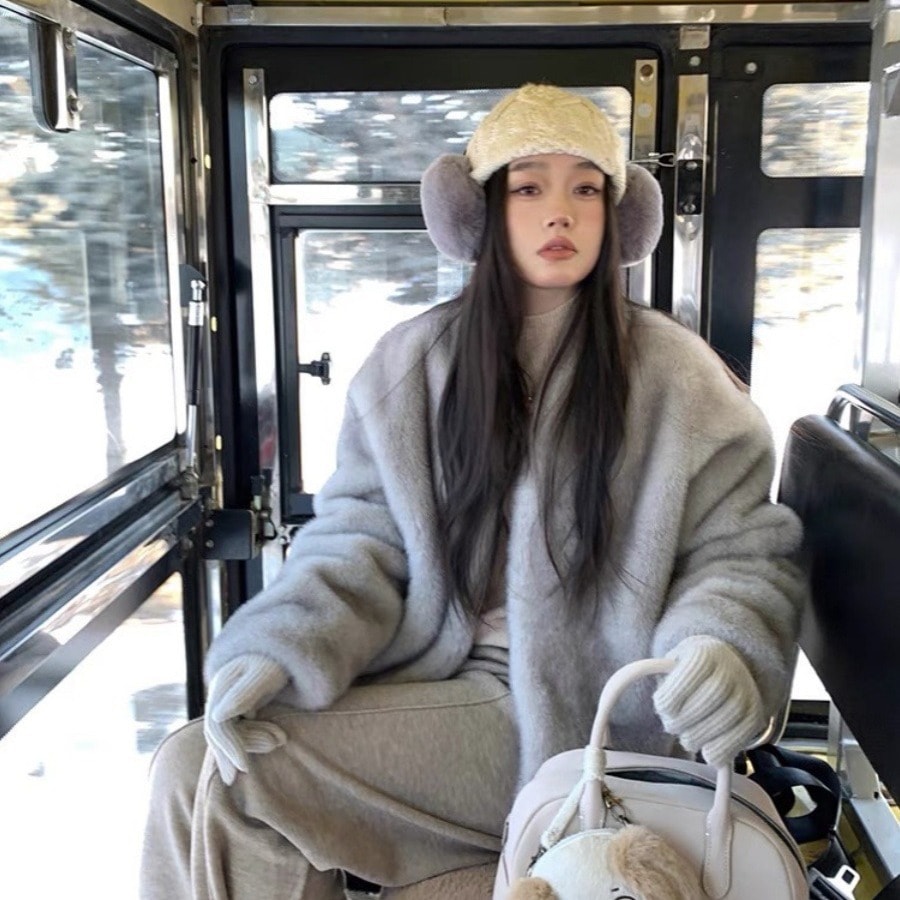 女性用人工毛皮コート 2024 秋冬新作ミンクファールース環境に優しいファッショナブルなファーワンピースコート