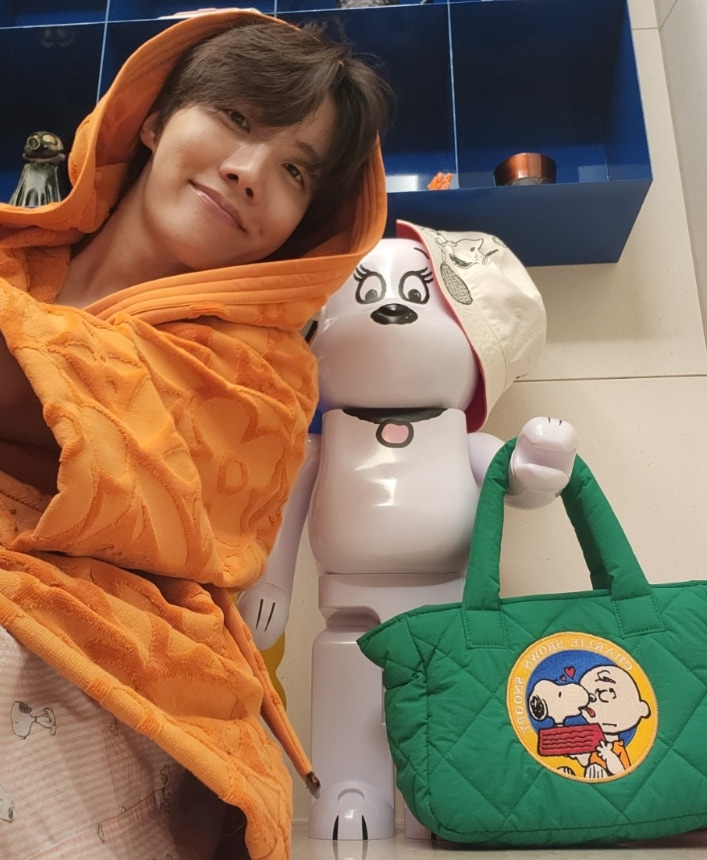 [純正品] BTS J-hope 着用 スヌーピーキルティングバッグ エコバッグ トートバッグ