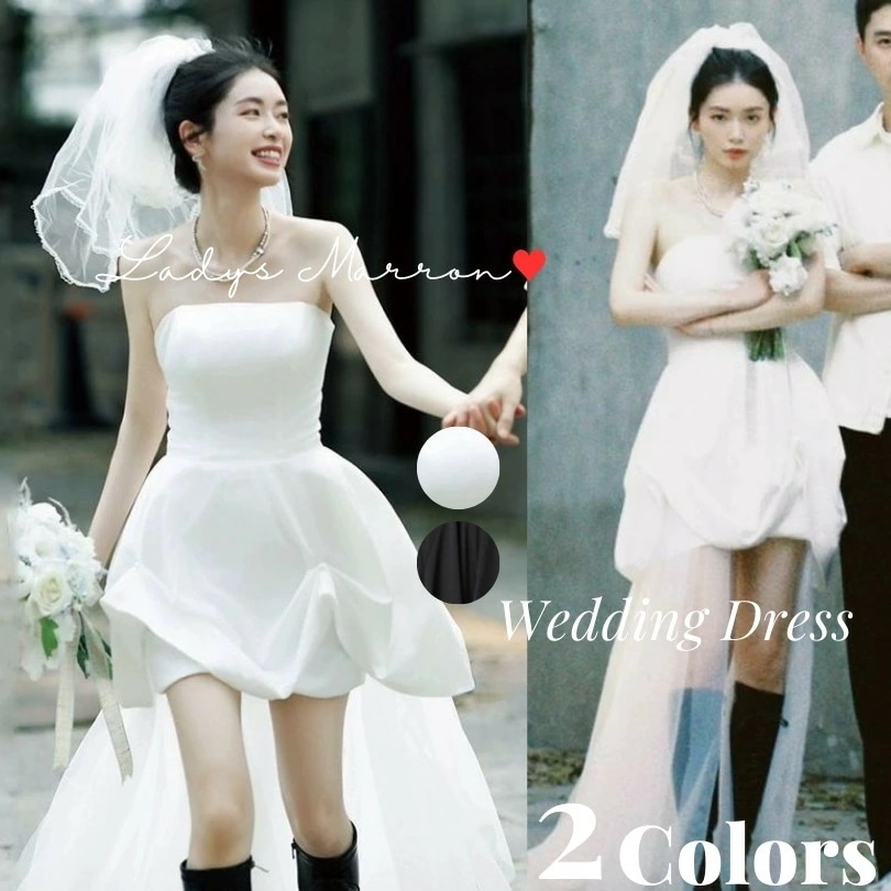 新规入荷続々 フィッシュテール ウェディングドレス ミニ ミニ丈 韓国 ショート丈 ウエディングドレス 白 前撮りドレス 結婚式 二次会ドレス 花嫁 白いドレス ミニスカ オフショルダー オフショル