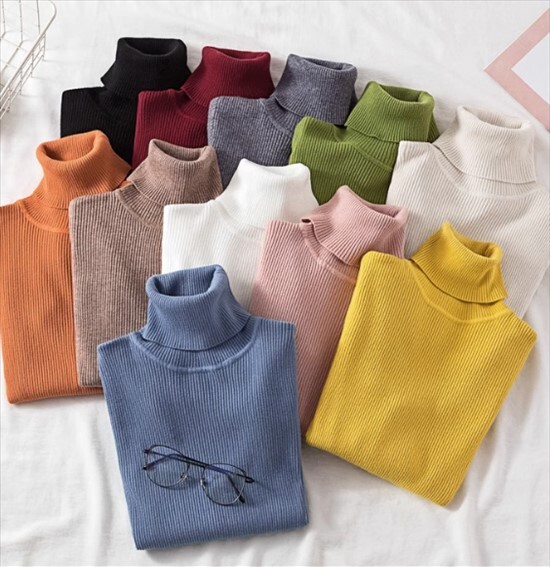 セーター プルオーバー トップス ハイネック スリムフィット インナー ニット 秋冬 レギュラー丈 長袖 無地 学生 OL 通勤 通学 かわいい きれいめ カジュアル 上品 おしゃれ かっこいい